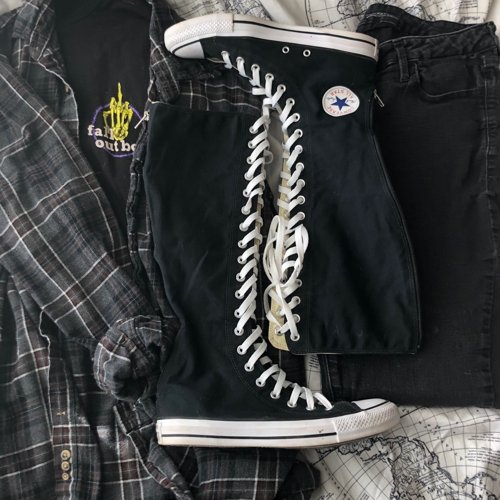 Knee High Black and White Converse